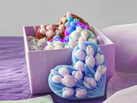 Molde silicona corazon ramo tulipanes